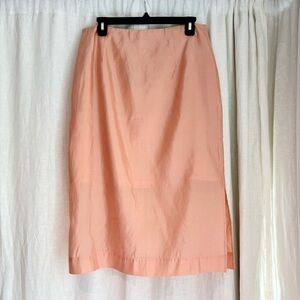 NWT J Crew silk organza midi slip skirt peach color, size 8, lined, side zipper